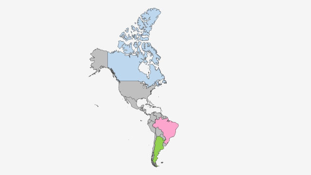 نقشه کشورهای قاره آمریکا
