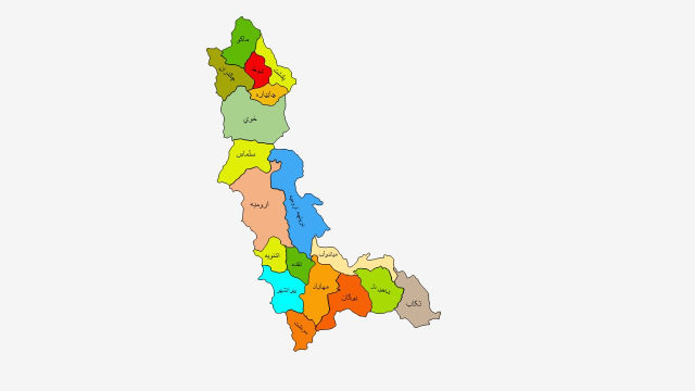 نقشه شهرهای استان آذربایجان غربی