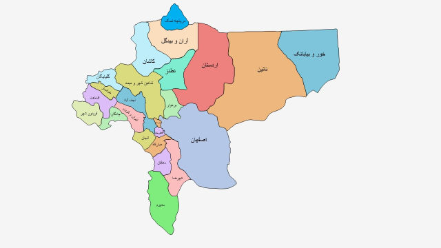 نقشه شهرهای استان اصفهان