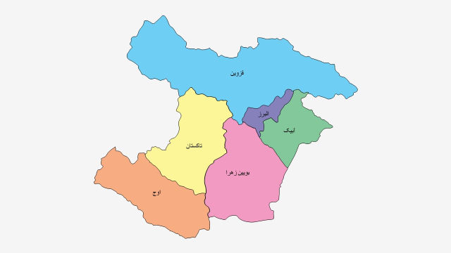 نقشه شهرهای استان قزوین