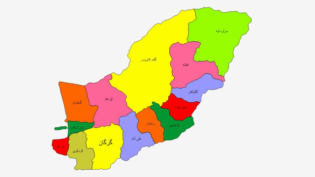 نقشه شهرهای استان گلستان