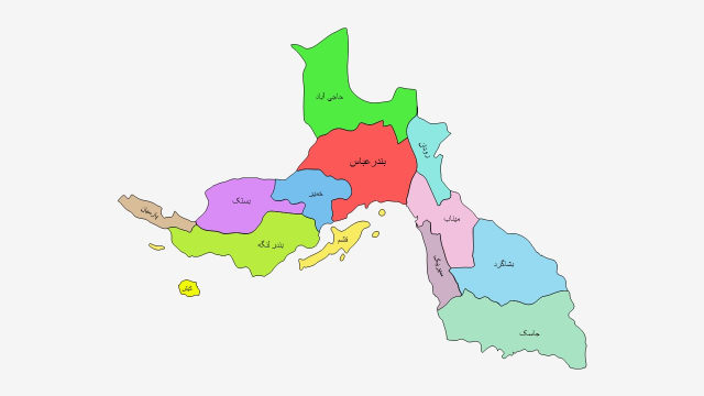 نقشه شهرهای استان هرمزگان