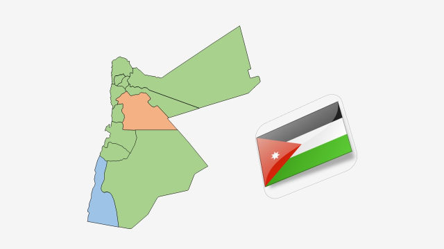 نقشه و پرچم کشور اردن