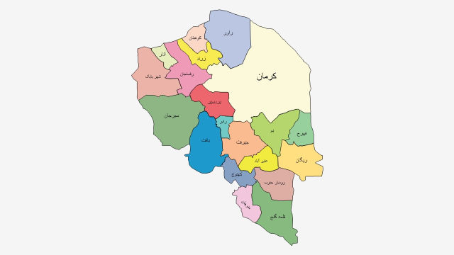 نقشه شهرهای استان کرمان