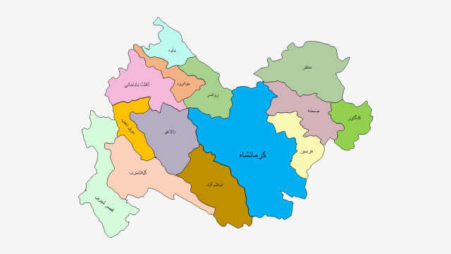 نقشه شهرهای استان کرمانشاه