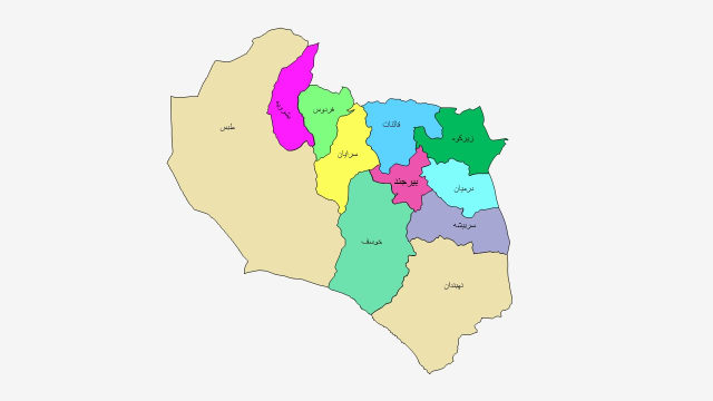 نقشه شهرهای استان خراسان جنوبی