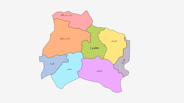 نقشه شهرهای استان خراسان شمالی