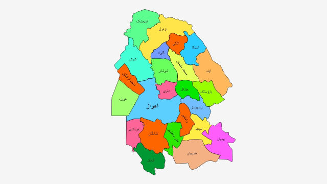 نقشه شهرهای استان خوزستان