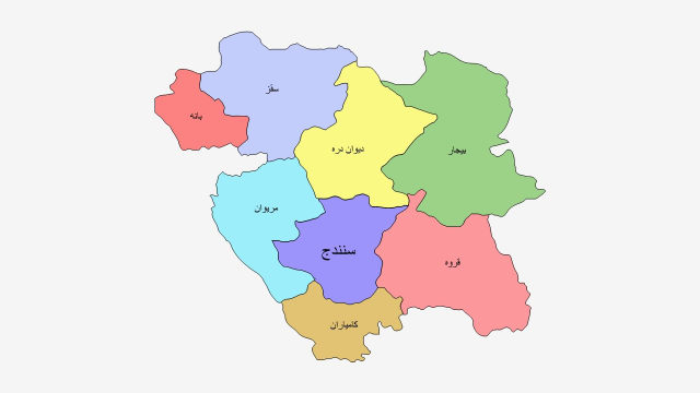 نقشه شهرهای استان کردستان