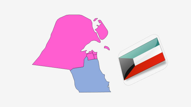 نقشه و پرچم کشور کویت