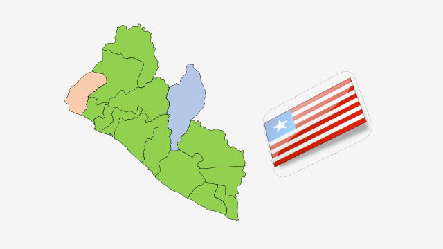 نقشه و پرچم کشور لیبریا