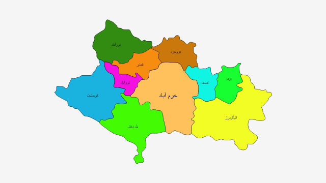 نقشه شهرهای استان لرستان
