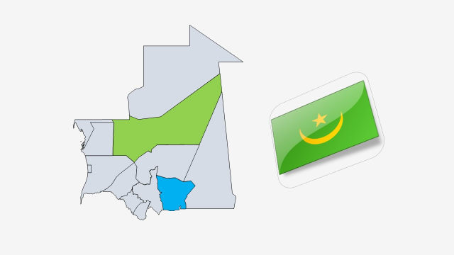 نقشه و پرچم کشور موریتانی