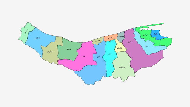 نقشه شهرهای استان مازندران