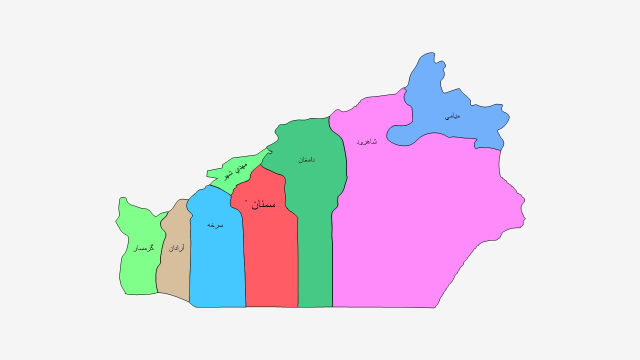 نقشه شهرهای استان سمنان