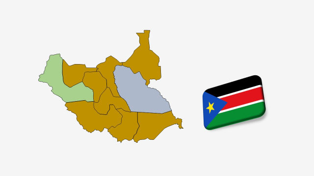 نقشه و پرچم کشور سودان جنوبی