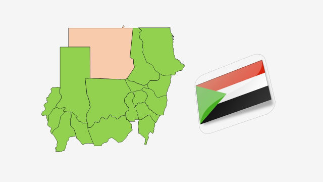 نقشه و پرچم کشور سودان
