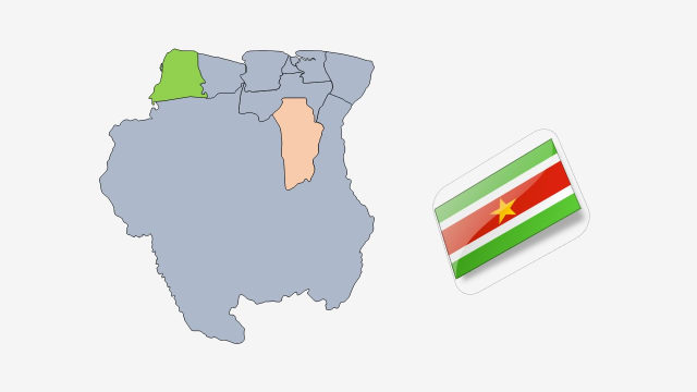 نقشه و پرچم کشور سورینام