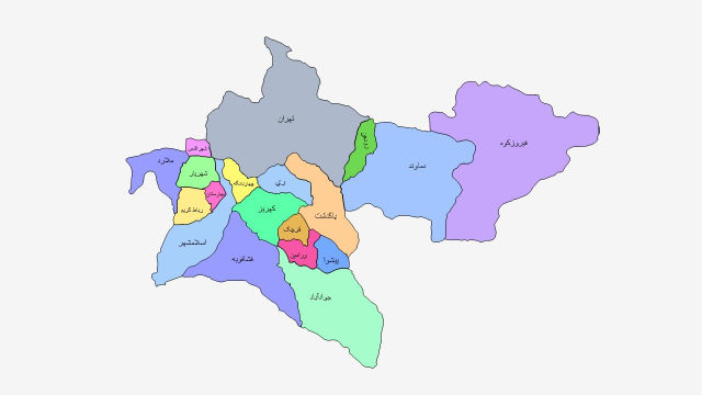 نقشه شهرهای استان تهران