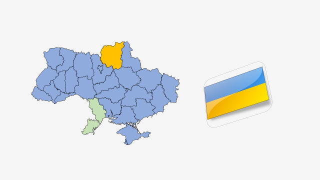 نقشه و پرچم کشور اوکراین