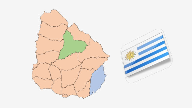 نقشه و پرچم کشور اروگوئه