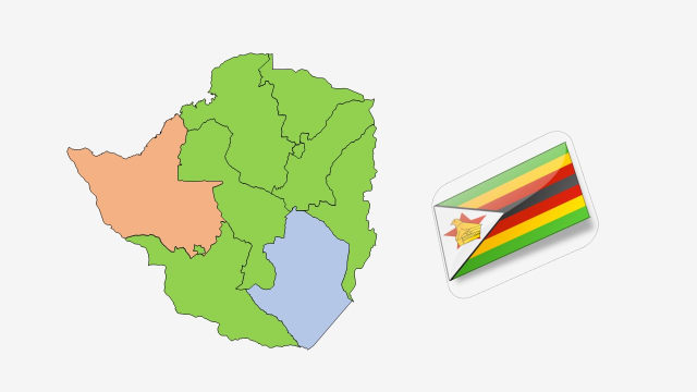 نقشه و پرچم کشور زیمبابوه